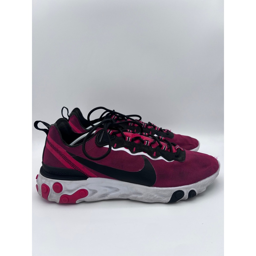 Nike React Element 55 Atlanta Falcons Burgundy Black White Sneakers Mens 12.5